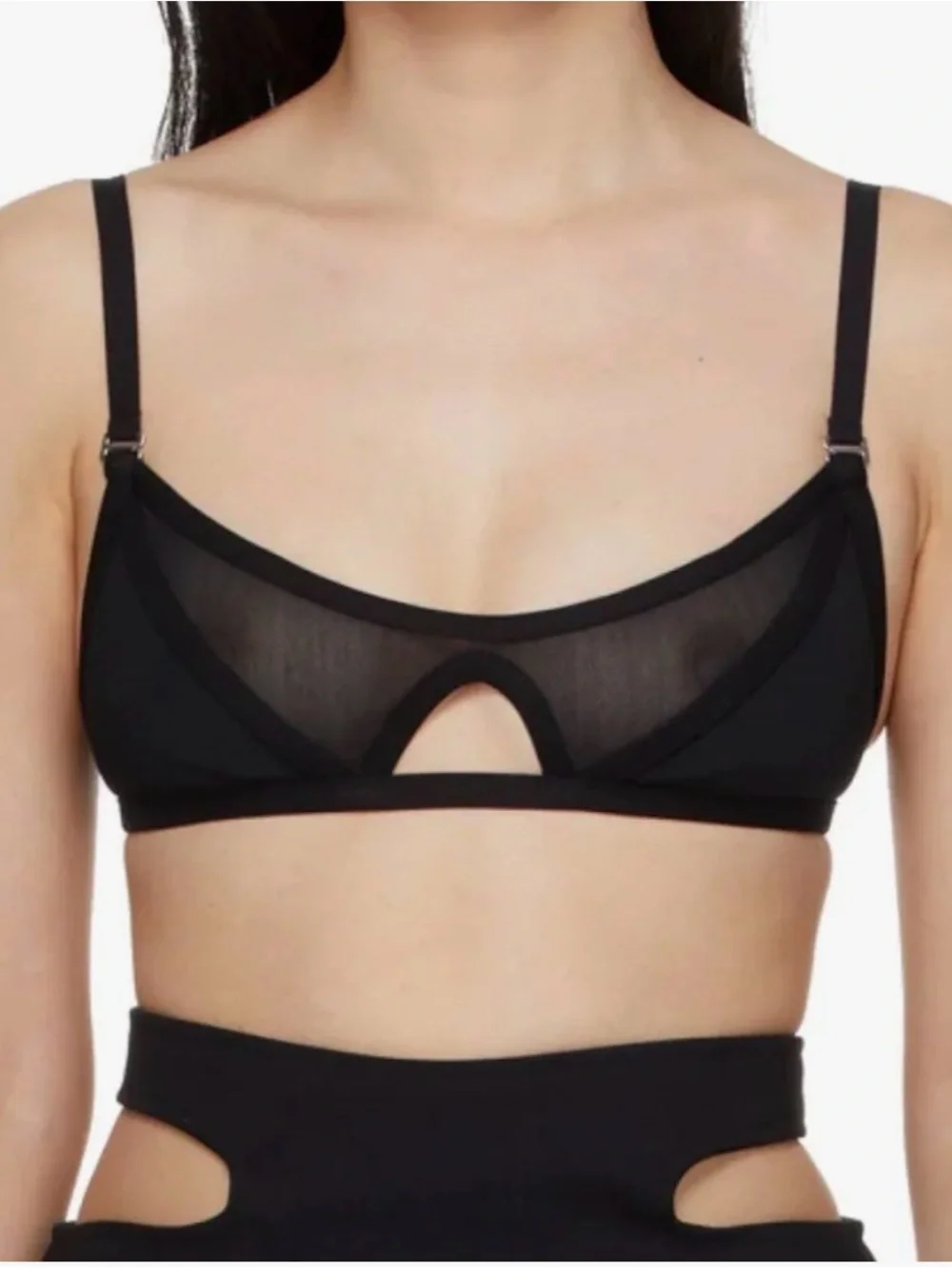 Dion Lee Black Sheer Cutout Bralette - size small - Picture 1 of 5